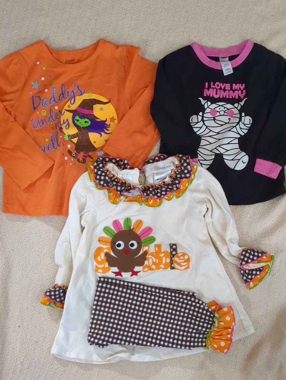 Kids Sz. 3 Halloween & Thanksgiving Shirts And Outfit